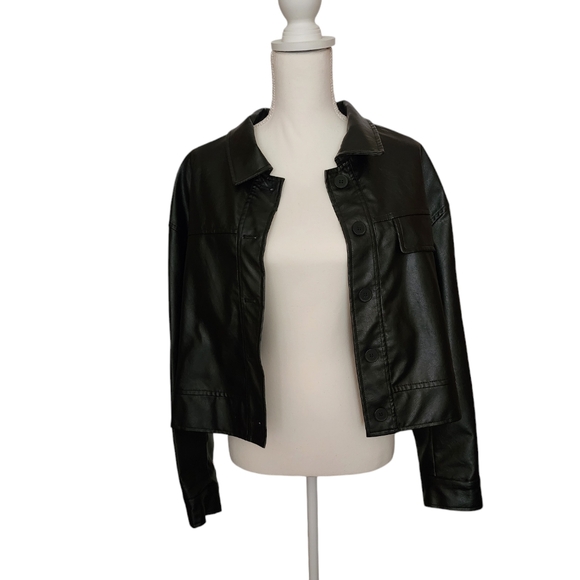Cropped Faux Leather Jacket - Picture 3 of 6